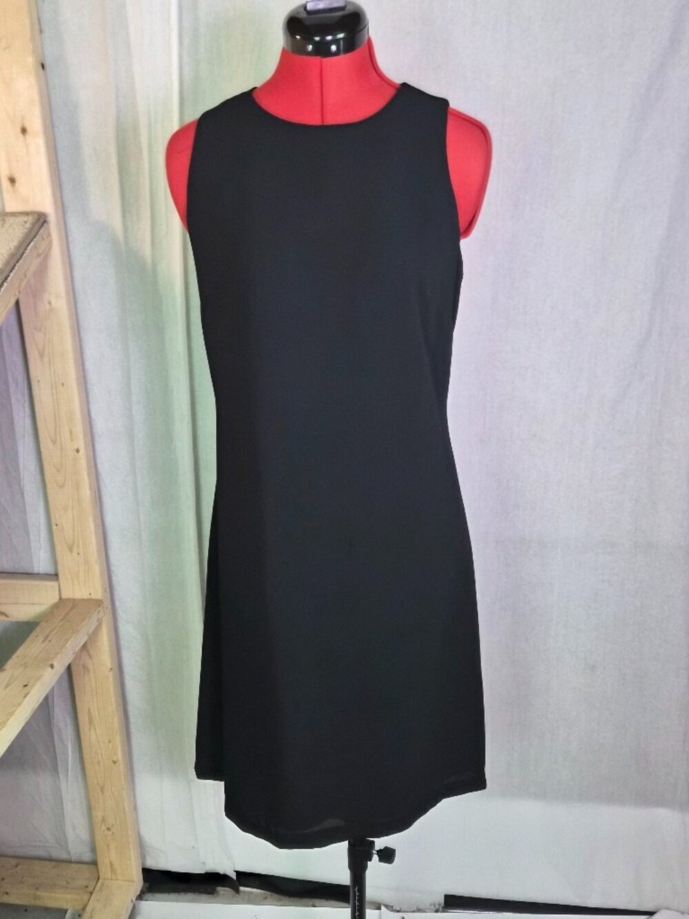Vtg Evan Picone Dress Black Size 6 Knee Length A Line Zip Up 90s Grunge G032